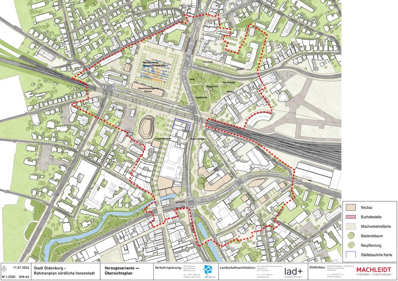 Innerhalb des markierten Bereiches befindet sich das Sanierungsgebiet „Nördliche Innenstadt“. Karte: Stadt Oldenburg
