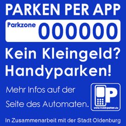 Mit diesen Aufklebern wurden die Parkscheinautomaten ausgestattet, um auf die Möglichkeit des Handyparkens hinzuweisen. Quelle: smarktparking 