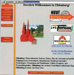 Screenshot der Website „www.oldenburg.de“ in den Anfängen. Quelle: Stadt Oldenburg
