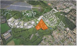 Luftbild vom Fliegerhorst mit Energetischem Nachbarschaftsquartier. Foto: Jens Gehrcken/Stadt Oldenburg