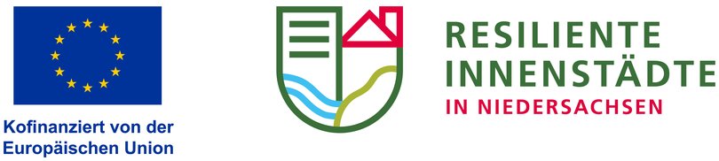 Logo des Förderprogramms "Resiliente Innenstädte" in Niedersachsen. Quelle: EU