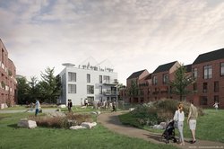 Architektonischer Innenhof des zukünftigen Wohnkomplexes. Foto: BOMA Architekten