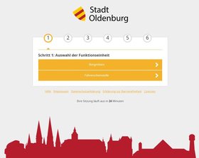 Screenshot der Startseite des neuen Online-Terminvergabesystems VOIS/TEVIS. Screenshot: Stadt Oldenburg
