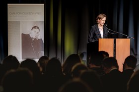 Anne Applebaum während ihrer Dankesrede. Foto: Izabella Mittwollen