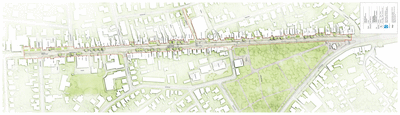 Gestaltungsplan der Unteren Nadorster Straße, Entwurfskonzept. Grafik: SHP Ingenieure und nsp Landschaftsarchitekten, Hannover