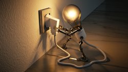 Grafik einer Glühbirne, die ihren eigenen Stecker in die Steckdose steckt und leuchtet. Foto: ColiN00B/Pixabay