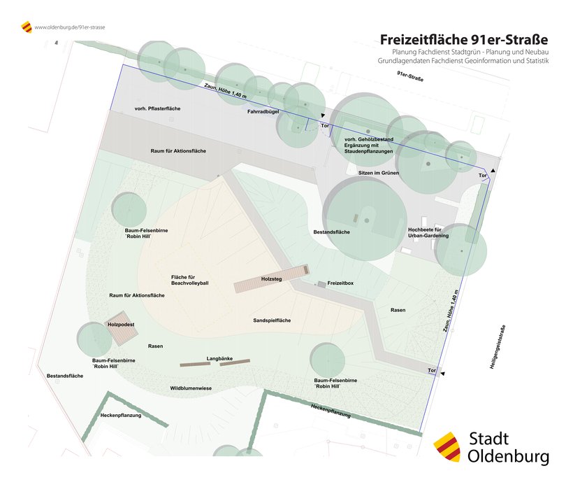 Übersichtskarte der geplanten Freizeitfläche. Grafik: Stadt Oldenburg
