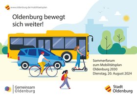 Einladung zum Sommerforum zum Mobilitätsplan Oldenburg 2030. Grafik: TOLLERORT entwickeln & beteiligen