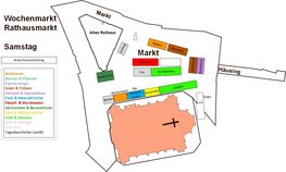 Plan des Wochenmarktes Rathausmarkt samstags. Plan: Stadt Oldenburg