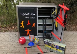 Die SportBox mit kostenlos nutzbarem Trainingsequipment im Sportpark Kreyenbrück. Foto: Stadt Oldenburg