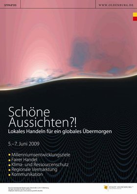 Offizielles Plakat der Veranstaltungsreihe „Schöne Aussichten?!“. Gestaltung: Stadt Oldenburg
